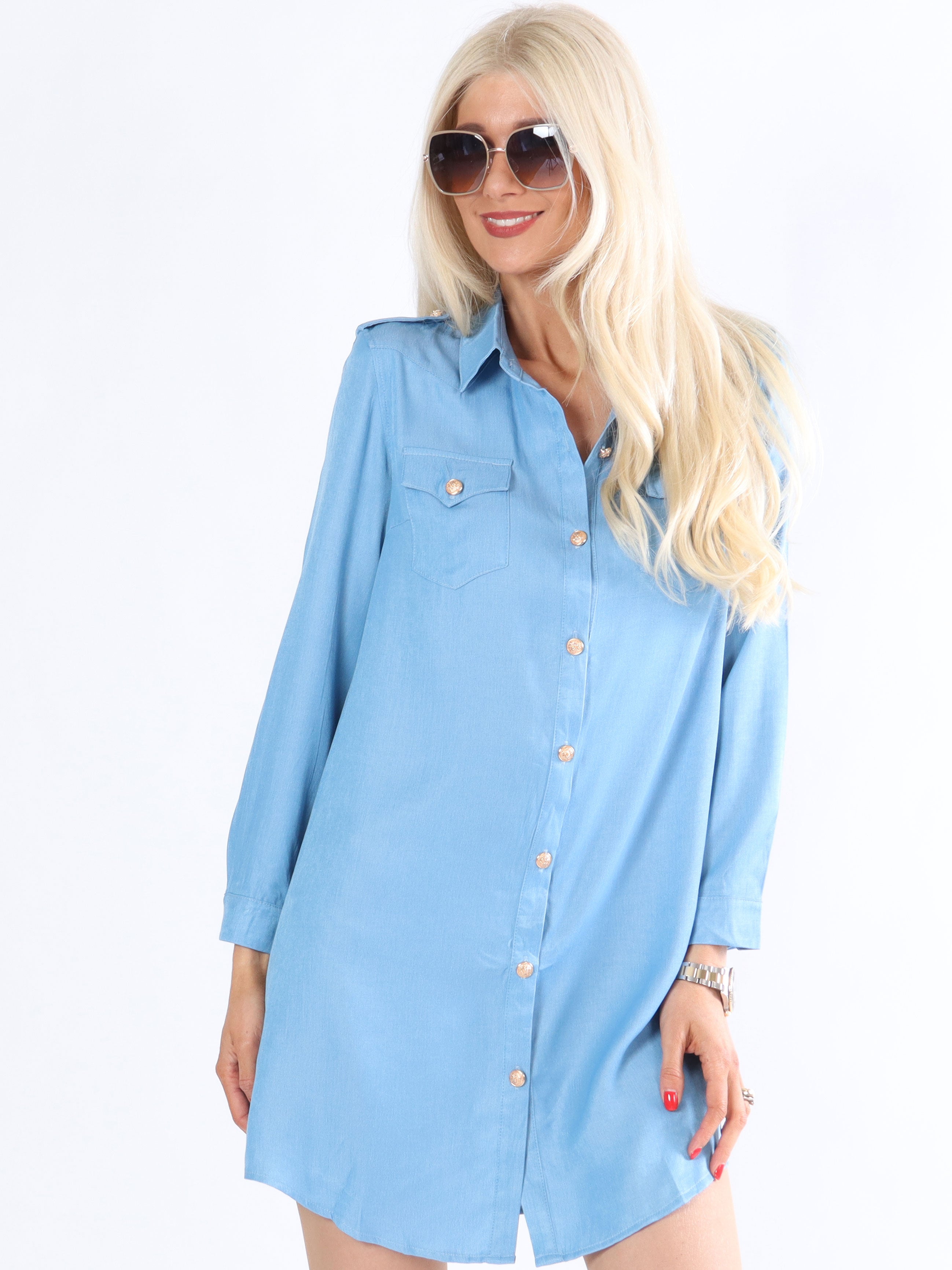 Milena - Skjorta med guldknappar